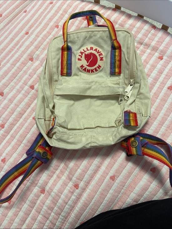 Fjallraven Handbags - Fjällräven Kånken Mini Backpack in Cream with Rainbow Straps